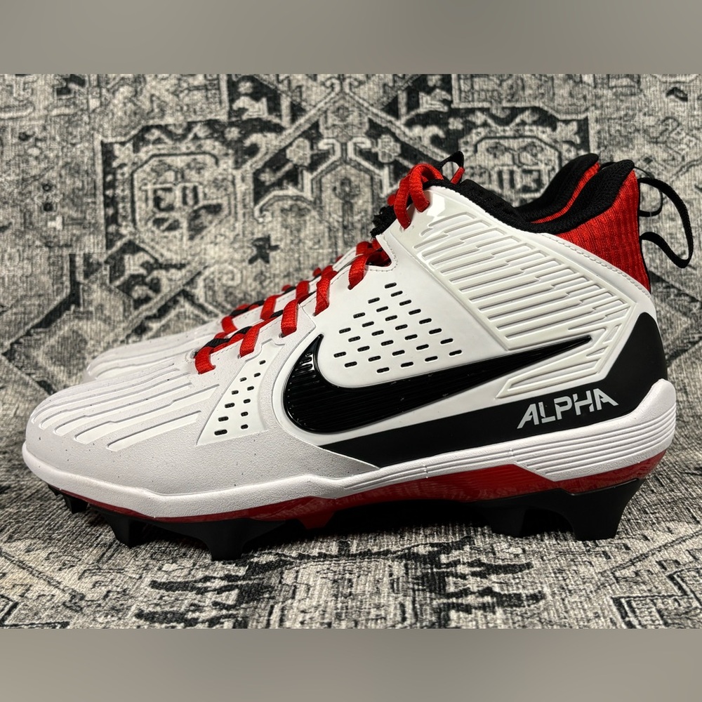 NWOT Nike Alpha Menace Strong Mens Size 10 Red White Black Football Cleats